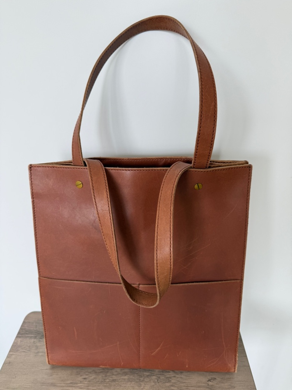 Madewell Classic Brown Leather Computer Work Tote Bag - Picture 2 of 8